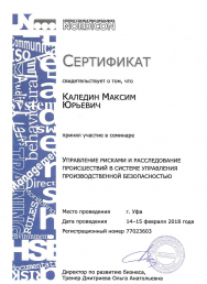 Сертификат Каледин М.Ю.